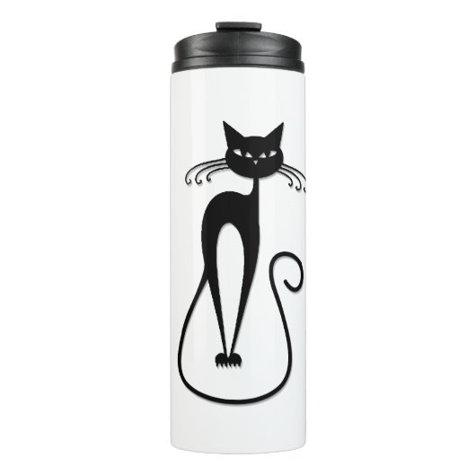 Whimsical Black Cat Thermosbecher (Vorderseite)