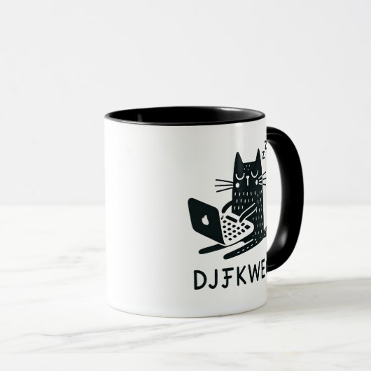 Whimsical Black Cat tippt mystische Weisheit Tasse (VorderseiteRechts)