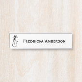 Whimsical Black Cat Türschild (Vorderseite )