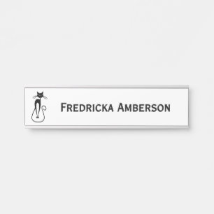Whimsical Black Cat Türschild