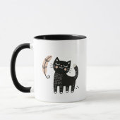 Whimsical Black Cat Watching a Feather Fly Tasse (Links)