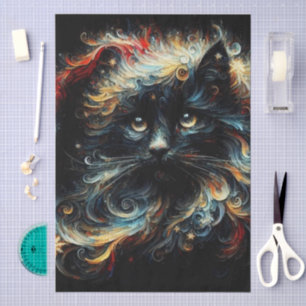 Whimsical Black Cat Weihnachtsfeiertag Dekoupage Seidenpapier