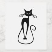 Whimsical Black Cat Weinetikett (Einzelnes Label)