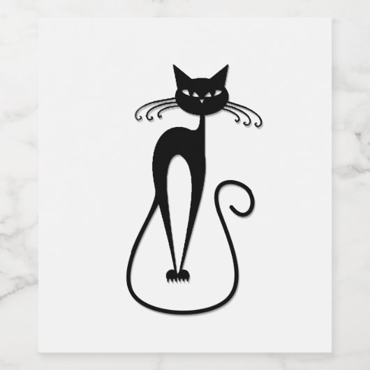Whimsical Black Cat Weinetikett (Einzelnes Label)