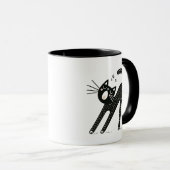 Whimsical Black Cat Yawning and Stretching Tasse (VorderseiteRechts)
