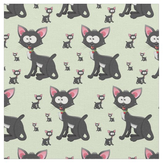 Whimsical Black Cats Stoff (Nahaufnahme)