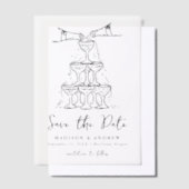 Whimsical Black Champagne Tower Save the Date Pergament Einladungen (Versetzt)