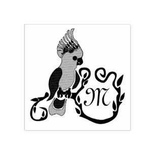 Whimsical Black Cockatogramm Gummistempel