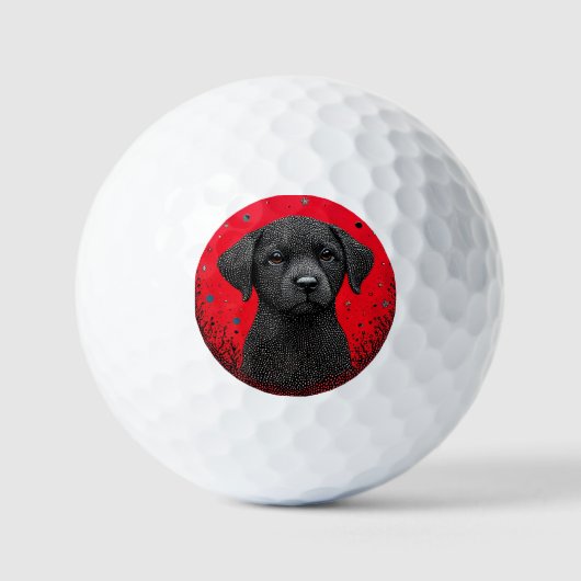 Whimsical Black Dog Golfball (Vorderseite)