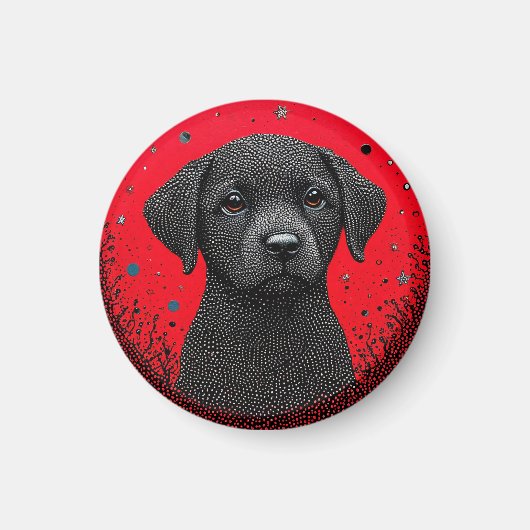 Whimsical Black Dog Magnet (Vorne)