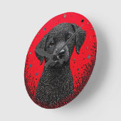 Whimsical Black Dog Runde Wanduhr (Winkel)