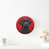 Whimsical Black Dog Runde Wanduhr (Zuhause)