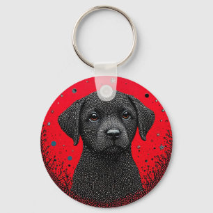 Whimsical Black Dog Schlüsselanhänger