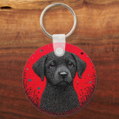 Whimsical Black Dog Schlüsselanhänger (Rückseite)