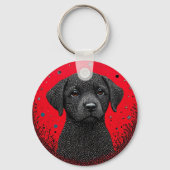 Whimsical Black Dog Schlüsselanhänger (Rückseite)