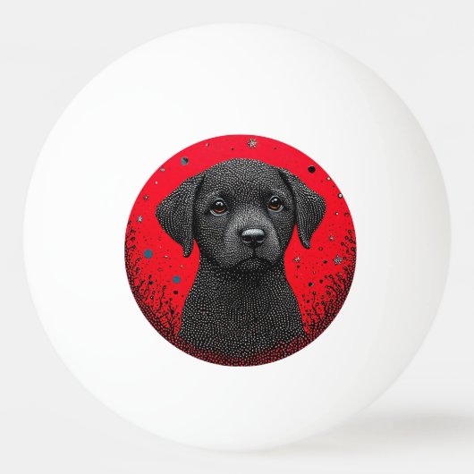 Whimsical Black Dog Tischtennisball (Vorderseite)