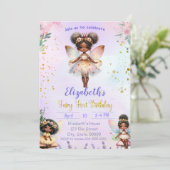 Whimsical Black First Fairy Whimsical Geburtstag Einladung (Stehend Vorderseite)