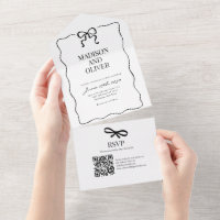 Whimsical Black Fliege Hochzeit Qr Code Rsvp