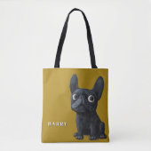 Whimsical Black Frenchie Mustard Yellow Dog Tasche (Vorderseite)