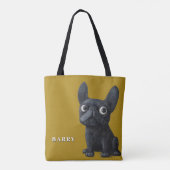 Whimsical Black Frenchie Mustard Yellow Dog Tasche (Rückseite)