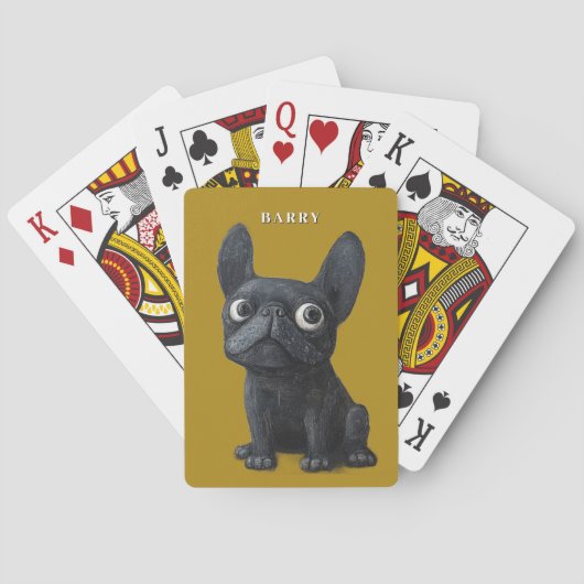 Whimsical Black Frenchie Mustard Yellow Dog Tasche Spielkarten (Rückseite)