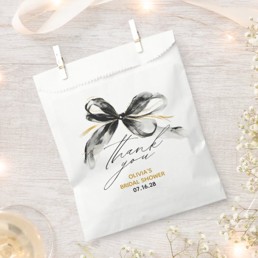 Whimsical Black Gold Bow Thank You Geschenktütchen (Ausgeschnitten)