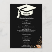 Whimsical Black Graduation Party Dinner Menü Menükarte (Vorderseite)
