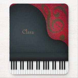 Whimsical Black Grand Piano Personalisiert Mousepad