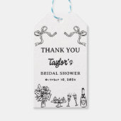 Whimsical Black Hand Drawing Brautparty Geschenkanhänger (Vorderseite)