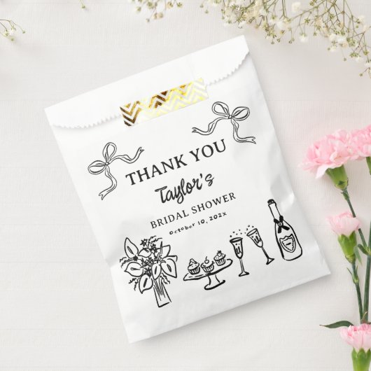 Whimsical Black Hand Drawing Brautparty Geschenktütchen (Versiegelt)