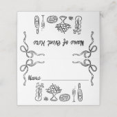 Whimsical Black Hand Drawing Brautparty Platzkarte (Außenseite Aufgefaltet)