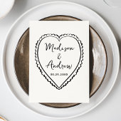 Whimsical Black Heart Wedding Menükarte