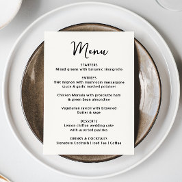 Whimsical Black Heart Wedding Menükarte