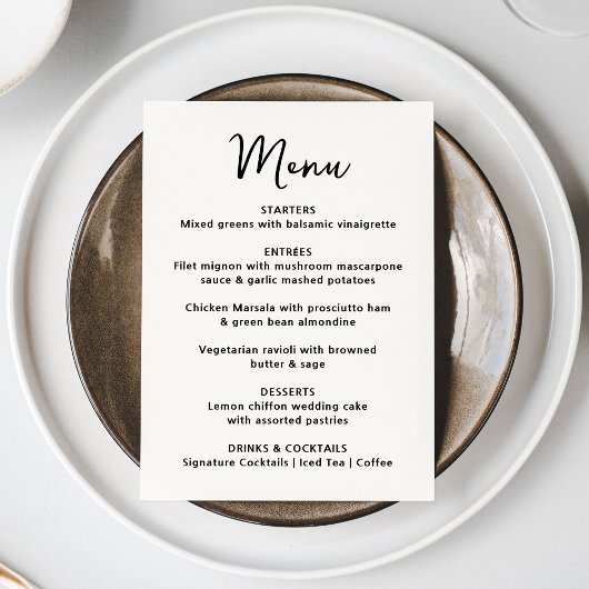 Whimsical Black Heart Wedding Menükarte