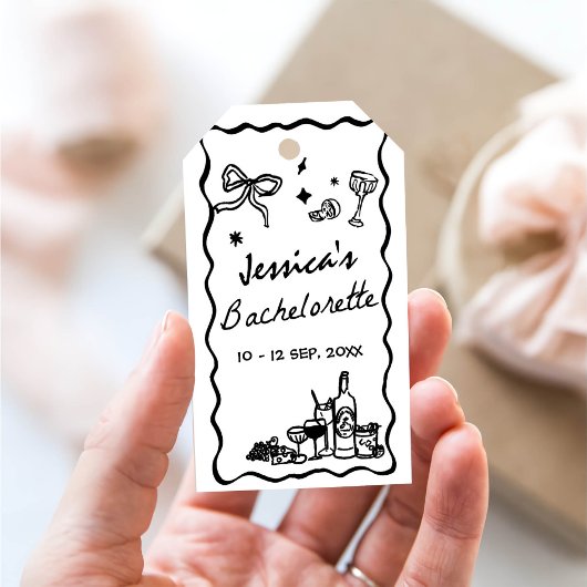 Whimsical Black Junggeselinnen-Abschied Weekend Geschenkanhänger