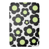 Whimsical Black & Lime Green Floral Retro fröhlich Badematte (Vorderseite Vertikal)