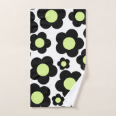 Whimsical Black & Lime Green Floral Retro fröhlich Badhandtuch Set (Handtuch)