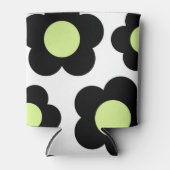 Whimsical Black & Lime Green Floral Retro fröhlich Dosenkühler (Vorderseite)