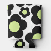 Whimsical Black & Lime Green Floral Retro fröhlich Dosenkühler (Rückseite)