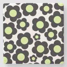 Whimsical Black & Lime Green Floral Retro fröhlich