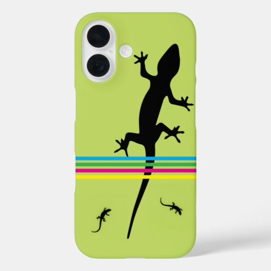 Whimsical Black Lizards Green Phone Case (Rückseite)
