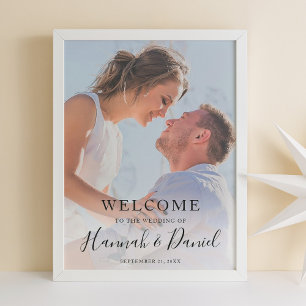 Whimsical Black Modern Foto Wedding Willkommen Poster