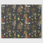 Whimsical Black Mushroom Frohe Weihnachten Goth Wr Geschenkpapier (Flach)