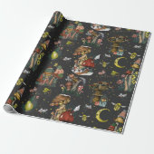 Whimsical Black Mushroom Frohe Weihnachten Goth Wr Geschenkpapier (Ungerollt)