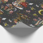 Whimsical Black Mushroom Frohe Weihnachten Goth Wr Geschenkpapier (Ecke)