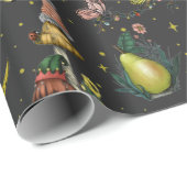 Whimsical Black Mushroom Frohe Weihnachten Goth Wr Geschenkpapier (Rolleneckpunkt)