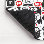 Whimsical Black & Red Monster Doodles Mousepad (Ecke)