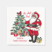 Whimsical Black Santa Claus Holiday Paper Napkins Serviette (Vorderseite)