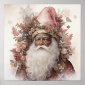 Whimsical Black Santa: Pink & Earth Tones Poster (Vorne)