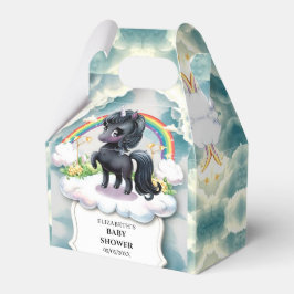 Whimsical Black Unicorn Kinderdusche Geschenkschachtel
